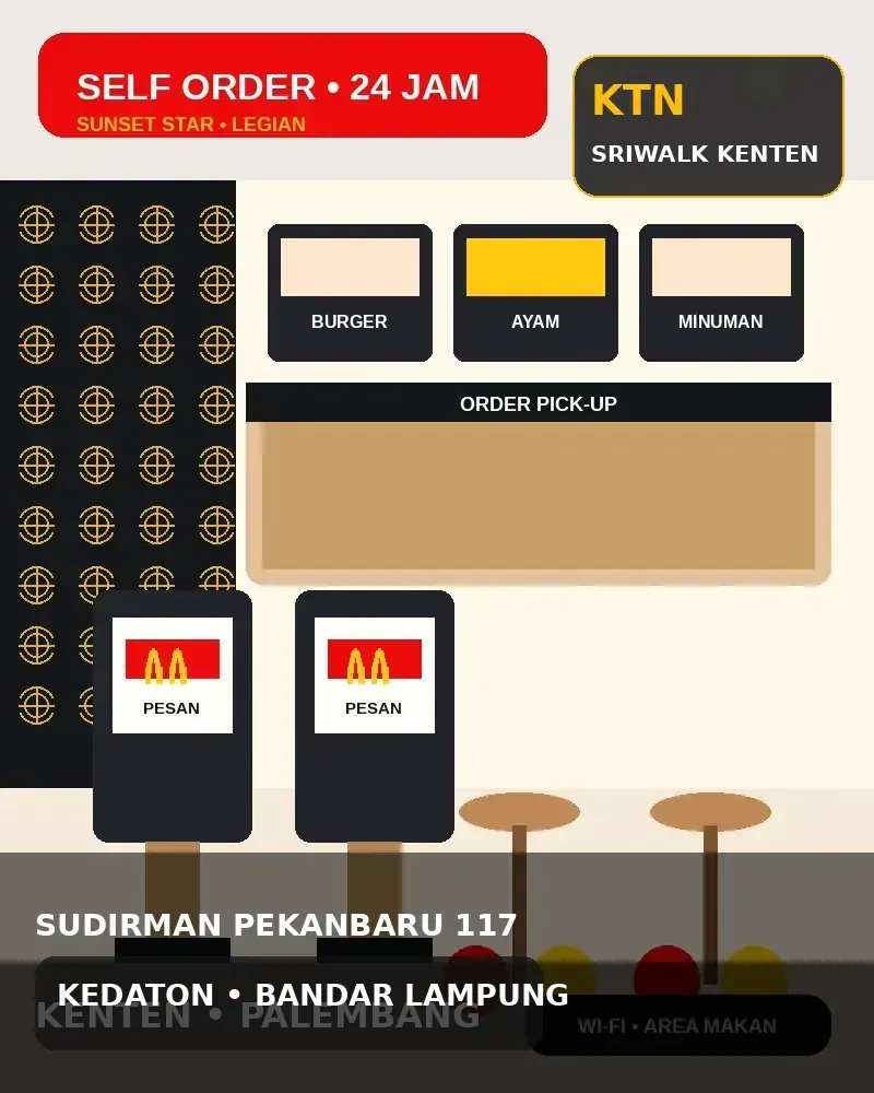 Visual area pemesanan dan tempat duduk McDonald's Kedaton Bandar Lampung